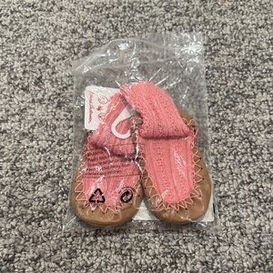 Hannah Pink and Tan Baby Moccasins
